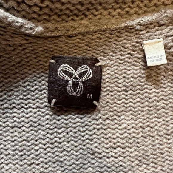 Medium TNA Lambswool Zip Up Sweater Beige - Picture 3 of 3